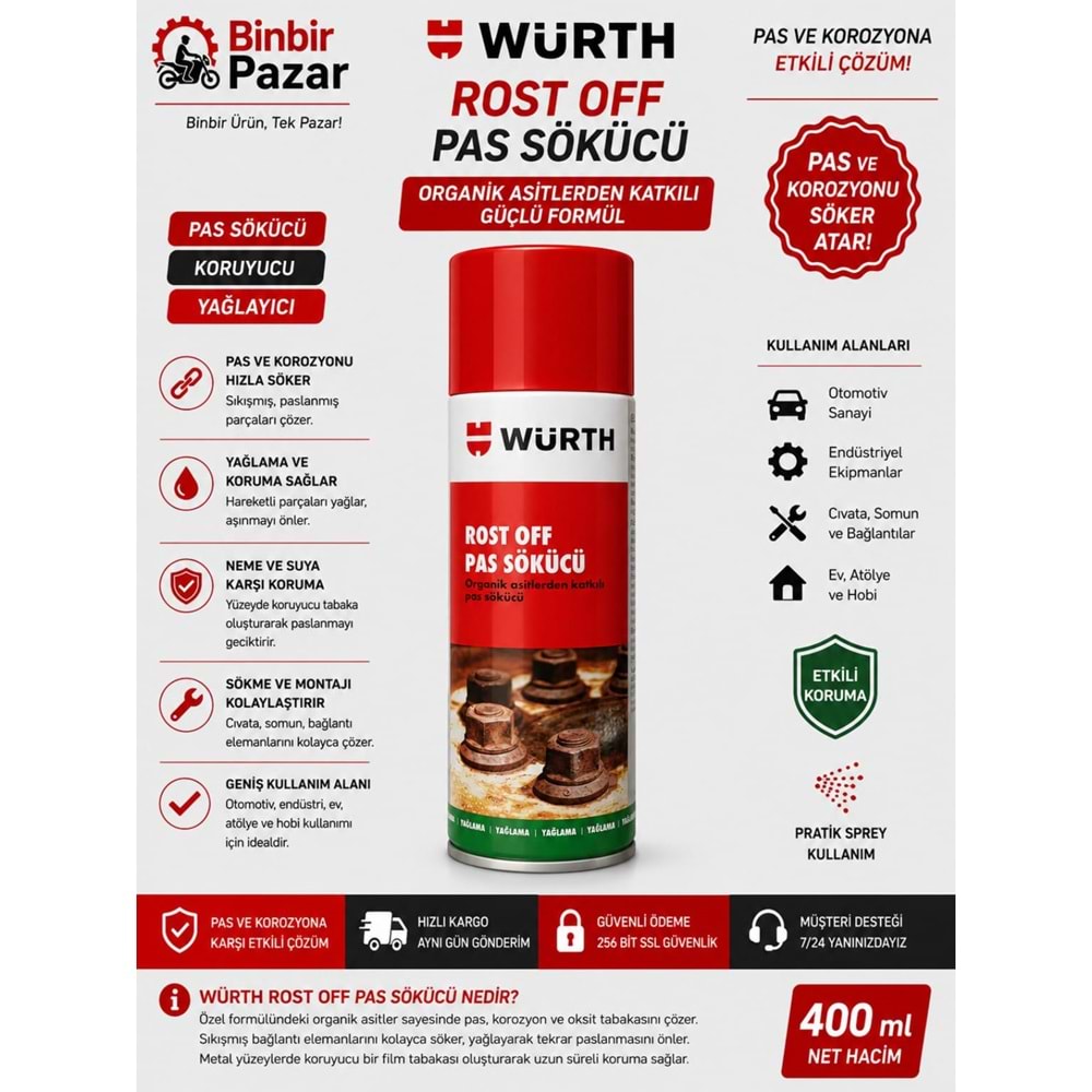 Würth Rost Off Pas Sökücü Sprey 400 ml