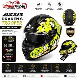 AXXIS / L /BEDEN/Draken S Trooper Full Face Motosiklet Kaskı