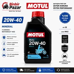Motul Moto 20W-40 Mineral 4T Motosiklet Motor Yağı ,1 L