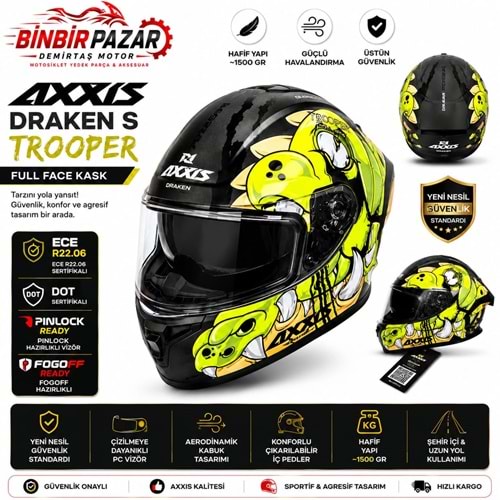AXXIS / L /BEDEN/Draken S Trooper Full Face Motosiklet Kaskı