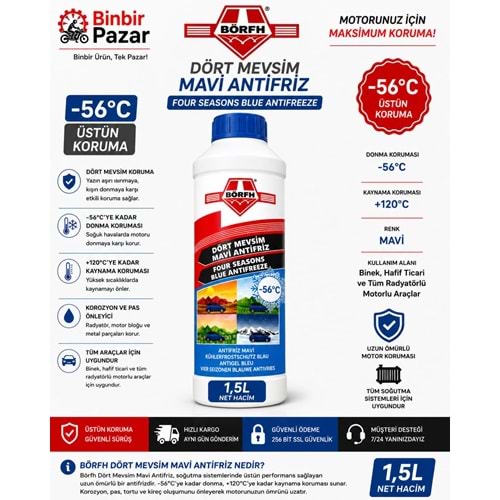 Börfh Dört Mevsim Mavi Antifriz (-56°C) 1.5 Litre