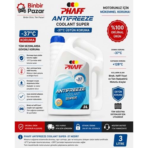 PHAFF Antifreeze Coolant Super -37°C Antifriz 3 Litre