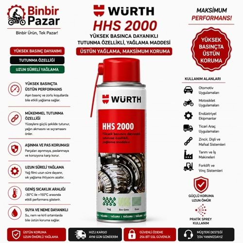 Würth HHS 2000 Yüksek Basınca Dayanıklı Yağlama Spreyi 500 ml