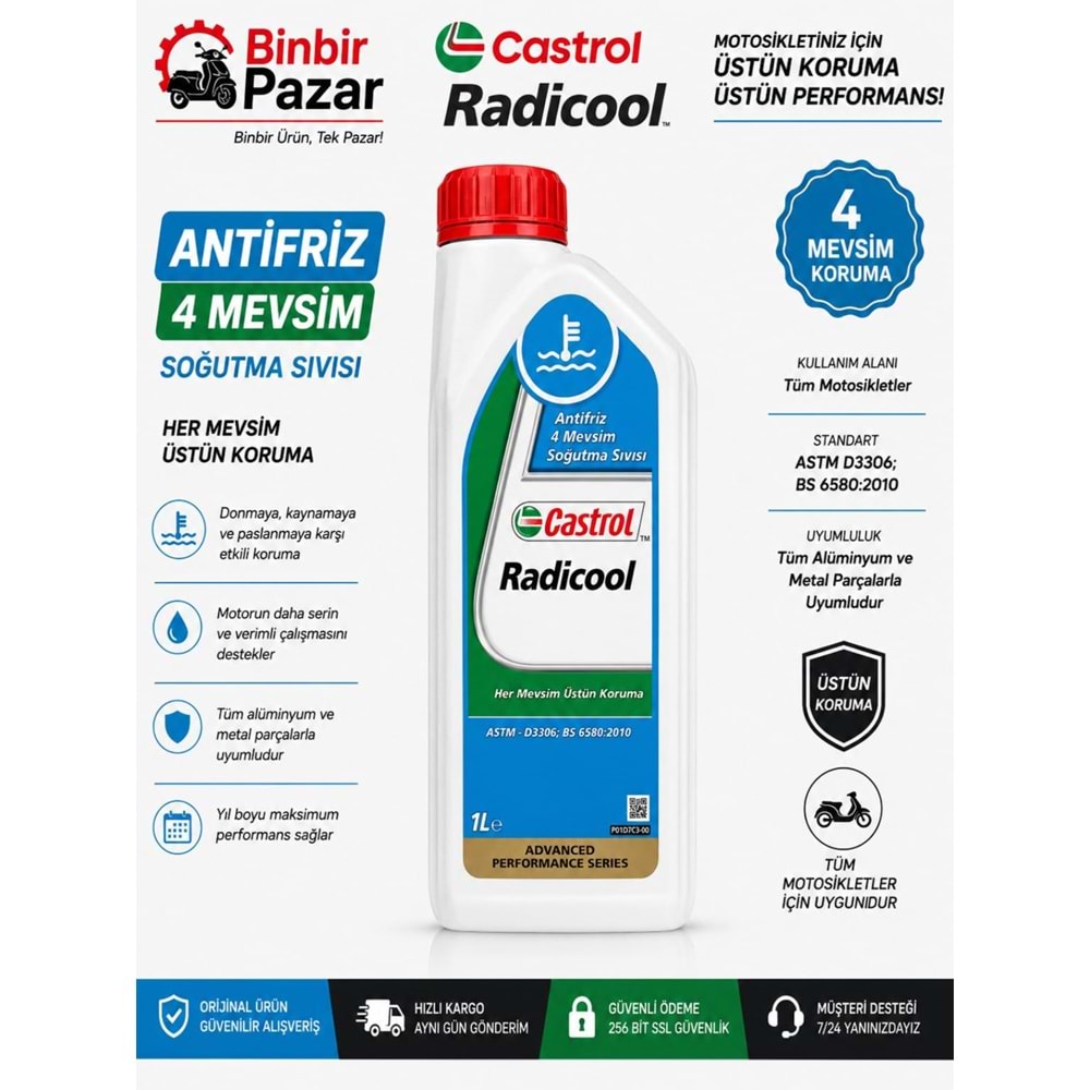 Castrol Radicool ANTİFİRİZ 4 Mevsim Soğutma Sıvısı (1 Litre)