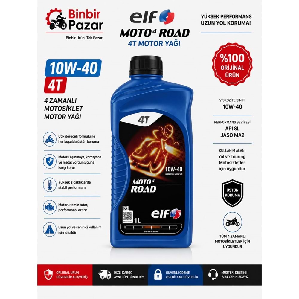 ELF Moto 4 Road 10W-40 4T Motosiklet Motor Yağı (1 Litre)